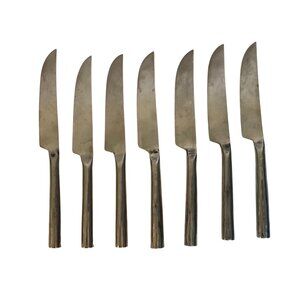 Hand Forged Steak Knives Stainless Steel Shank Heavy Sharp Set Of 7